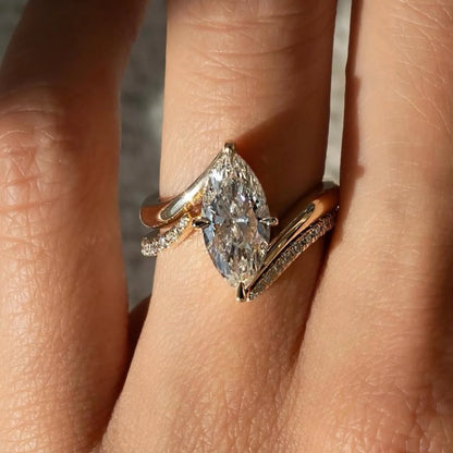 2PC 3CT Marquise Moissanite Bridal Wedding Set, S925 Sterling 925 Silver Anniversary Stackable Rings Fine jewelry