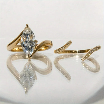 2PC 3CT Marquise Moissanite Bridal Wedding Set, S925 Sterling 925 Silver Anniversary Stackable Rings Fine jewelry